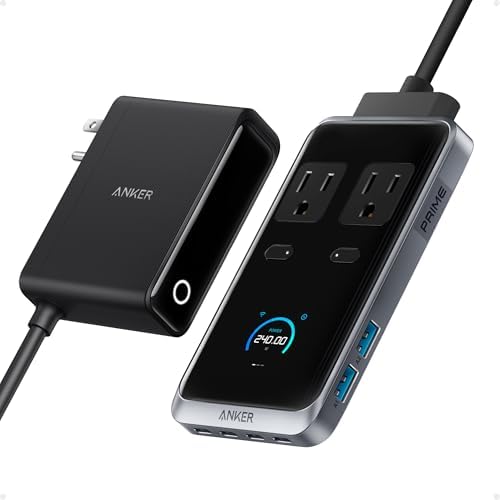Anker Prime Charging Station, 240W 8-in-1 Power Strip, 2 AC, 4 USB C by Anker