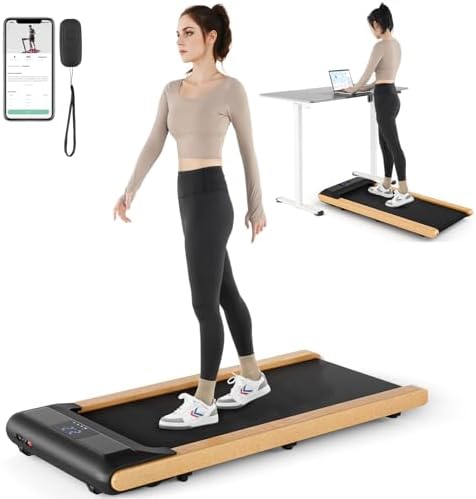 GYMAX Walking Pad, 2.25HP Under Desk Treadmill w/Smart App Control, LED Display & 7-Layer Running Belt, 0.6-3.8 MPH Compact Mini Treadmill for Office & Home, Portable Pad for Small Space by GYMAX
