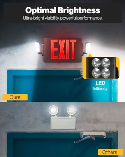 Sunco 12 Pack Black Exit Signs With Emergency Lights, Two Adjustable LED Lights, 94V-0 Fire Resistant, Backup Battery, 120-277V, Wall Or Ceiling Mount, Commercial Grade UL - Image 3