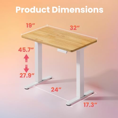 HUANUO 32x19 Inch Small Electric Standing Desk, Adjustable Height - Image 3
