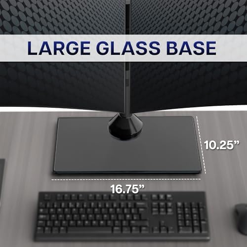 VIVO Freestanding Dual Monitor Stand with Sleek Glass Base and Adjustable Arms, Mounts 2 Screens up to 32 inch and 22 lbs Each, Black, STAND-V002FG - Image 3