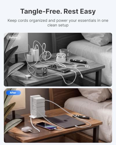 Gitryin Tower Charging Station for Nightstand, 195W Retractable Charger - Image 2
