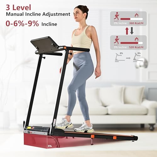 Hccsport Treadmill with Incline, 3 in 1 Under Desk Treadmill Walking Pad with Removable Desk Workstation 3.5HP Foldable Compact Walking Treadmills for Home Small Office with Wristband Remote Control - Image 2