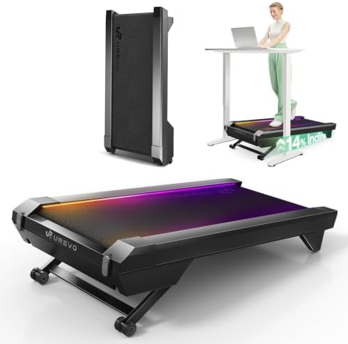UREVO CyberPad Smart Walking Pad with 14% Auto Incline, Brushless Motorized Under Desk Treadmill for Home Office Fitness, Elegant Speed Lights, Spacious Surface, Digital Controller, AI-Powered App by UREVO