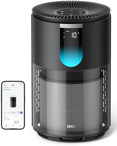 DREO Smart Air Purifier for Home, Up to 1176 ft², HEPA Sleep Mode, Air Cleaner for Large Rooms & Bedrooms, Wi-Fi/Voice/Alexa, Pets, Smoke, Dust, Pollen & Odors, PM2.5 Monitor, DR-HAP009S (Dreo 539S) by DREO