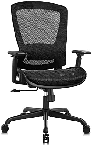 ELABEST Ergonomic Mesh Office Chair,Comfy Computer Desk Chair - BIFMA 5.1 Certified Commercial Swivel Task Chair for Home Office - Adjustable Lumbar Support & Armrests,Tilt Function,Wide Seat (Black) by ELABEST