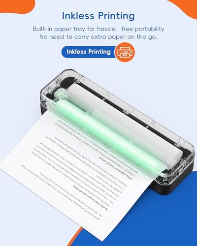 A41 Bluetooth Thermal Printer, Portable Inkless Printer for Travel Supports 8.5 x 11 Inch Paper, Small Mobile Printing Device Ideal for Office, School, Home - Image 2