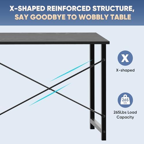 DUMOS 32 in Small Computer Desk for Home Office, Modern Study Work Table Simple Style for Bedroom, Writing Desks with X-Shaped Reinforcement, 2 Pack, Black - Image 5