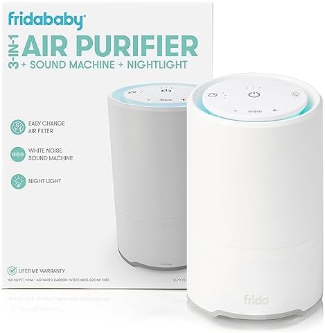 Frida Baby 3-in-1 Baby Air Purifier for Allergy Relief, Sound Machine for Sleeping + Nightlight, HEPA Filter Purifier for Bedroom with 3 Fan Speeds, Easy-Change Filter, Auto-Off Timer by Unknown