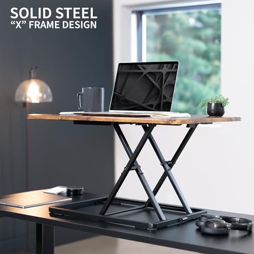 VIVO Vintage Brown 32 in Single Top Standing Desk Converter, DESK-V032JN - Image 4