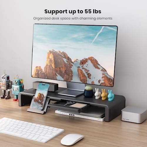 Klearlook Computer Monitor Stand for Desk, Adjustable Foldable Monitor Riser with Storage Drawer & Tablet Phone Holder for Office, Home, Laptop, Desktop (Black 2 Pack) - Image 7