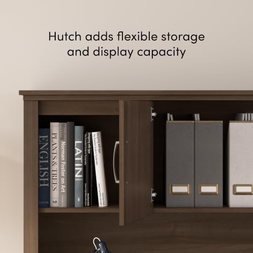 Bestar Logan 66W U or L-Shaped Executive Office Desk with Pedestal and Hutch in Antigua - Image 5