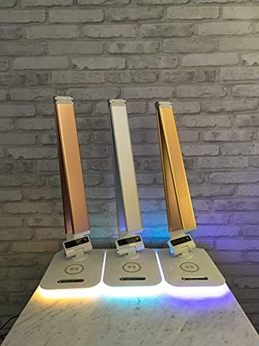 Desk Lamp with RGB Accent Light Wireless Charger USB Port Dimmable Light Controls (Rose Gold) - Image 3
