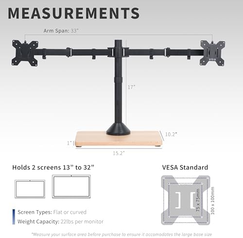 VIVO Dual Monitor Desk Stand for 13 to 32 inch Screens, STAND-V002FD-B - Image 4