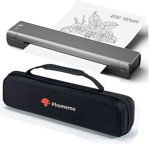 Phomemo Inkless Portable Printer for Travel - Wireless Thermal Printer Compatible with Phone & Laptop, Bluetooth Printers Supports 8.5" X 11" Letter Thermal Paper, Come with Carry Case by Phomemo