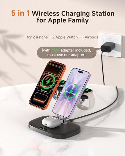 5-in-1 Magnetic Wireless Charger Dual Phone & Dual 5W Fast for Apple Watch - Image 2