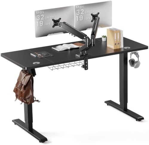 SIAGO 55 x 24 Inch Electric Standing Desk with Dual Monitor Stand by SIAGO