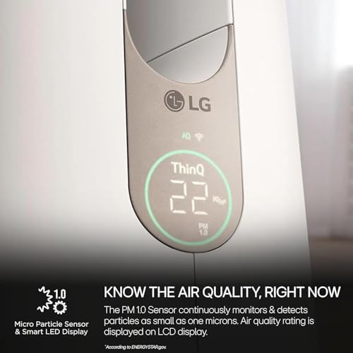 LG PuriCare AeroTower Air Purifier Fan with Heating Mode for Home, Large and Small Room, Bedroom, with True HEPA Filter, Multiple Airflow Options, WiFi, Air Quality Monitor, Low Noise, NanoFiber - Image 6
