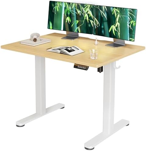 Claiks Electric Height Adjustable Standing Desk, 40x24 Inch, Bamboo by CLAIKS