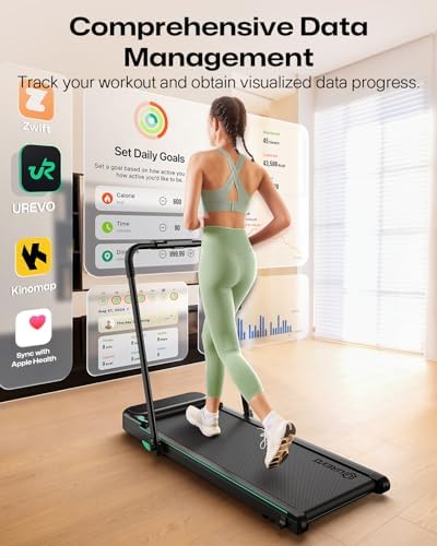 UREVO Strol 2E Smart 2-in-1 Folding Treadmill, Compact Walking Pad with Safety Handle, Plug and Play, Standing Desk Treadmill with Dual LED Display, Smart APP, Walking or Running for Home - Image 2