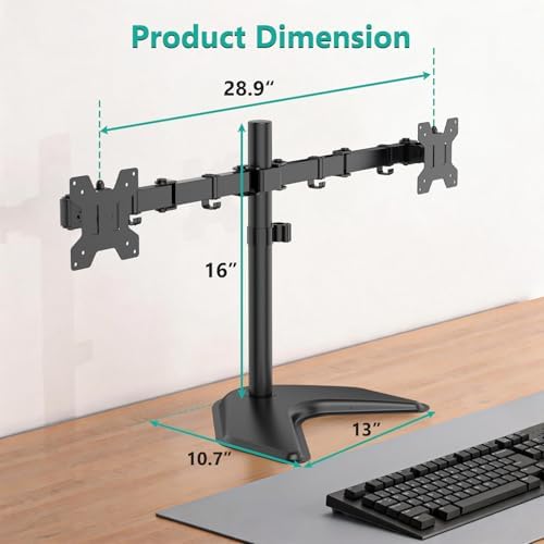 WALI Freestanding Dual Monitor Stand for 13-27 inch Screens, 22 lbs per Arm - Image 4