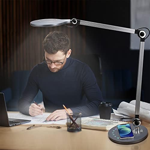 Desk Lamp,Led Architect Desk Lamp,Desk Lamps for Home Office,Table lamp with Wireless Charger & Adjustable Swing Arm,Touch Control, 3 Lighting Mode,5 Brightness,Eye-Caring Office Lamp - Image 2