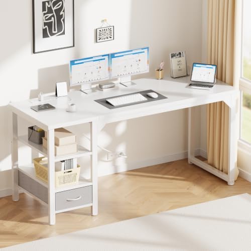 Mericonia 48" Computer Desk with Drawer, 1.2" Thick Reversible Office Desk - Image 2