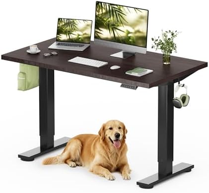 FLEXISPOT 48" x 24" Solid Bamboo Standing Desk, Walnut & Black Frame by Unknown