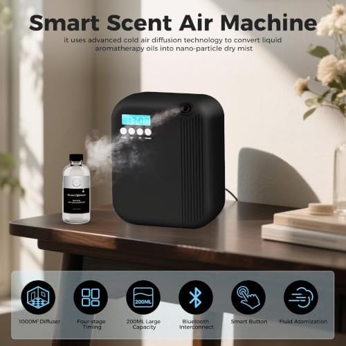 House Scent Machine,Hotel Collection Diffuser, 10000 Sq.Ft of Coverage, 200ml Large Capacity Aromatherapy Machine, Scent Diffusers for Home,Office, Large Room Waterless Essential Oil Diffuser, Black - Image 3