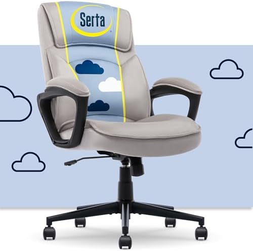 Serta Executive Office Chair with Lumbar Support, Soft Velvet Fabric Chair by Serta