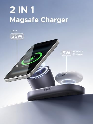 UGREEN Qi2.2 25W 2-in-1 Magnetic Wireless Charging Station - Image 4