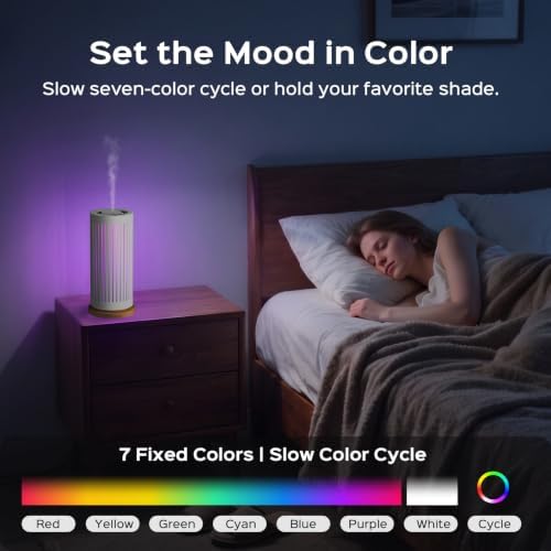 Waterless Diffuser for Essential Oil with 7-Color Light for Home, White - Image 3