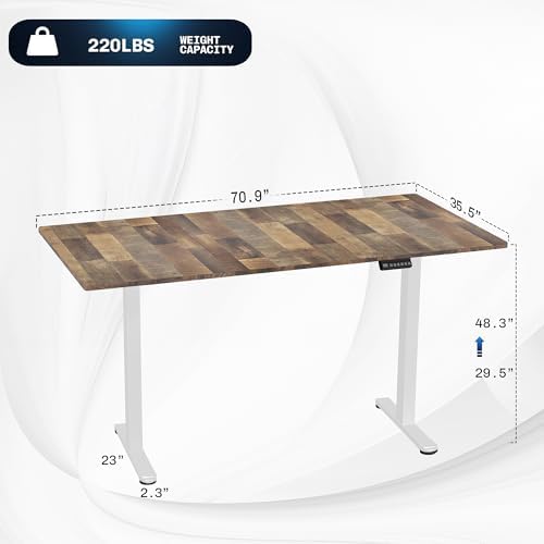 VIVO Reclaimed Wood 71 x 36 in Standing Desk, DESK-KIT-E2W7P-36 - Image 3