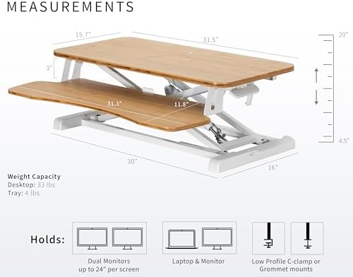 VIVO Real Bamboo 32 inch Standing Desk Converter, DESK-V000KO - Image 3