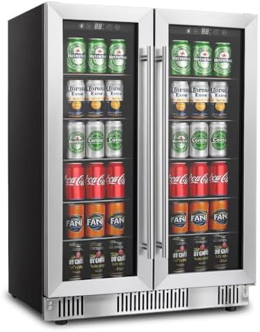 Erivess 24" Wine and Beverage Refrigerator Cooler Dual Zone with Glass Door by Erivess