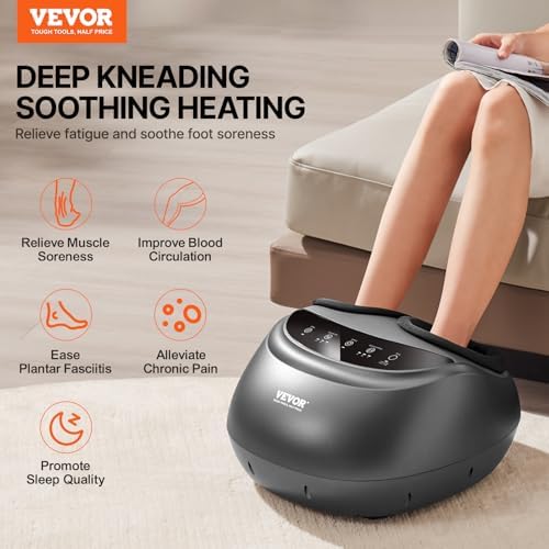 VEVOR Foot Massager Machine with Heat, Deep-Kneading, Compression, and Shiatsu for Plantar Fasciitis, Neuropathy, Gifts for Men, Women - Fits up to Men Size 12 - Image 2