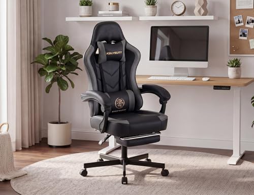 Mistpeople Gaming Chair, Ergonomic High Back Computer Chair with Footrest, Lumbar Support & Pocket Spring Cushion, Comfortable Swivel Home Office Desk Chair for Adults - Image 2