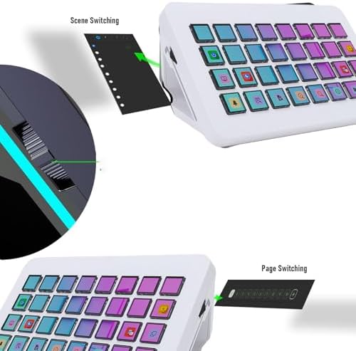 32 Key Stream Control Deck, Programmable LCD Macro Keyboard with Customizable Display, One Key Shortcut for PC Live Streaming Editing (White) - Image 4