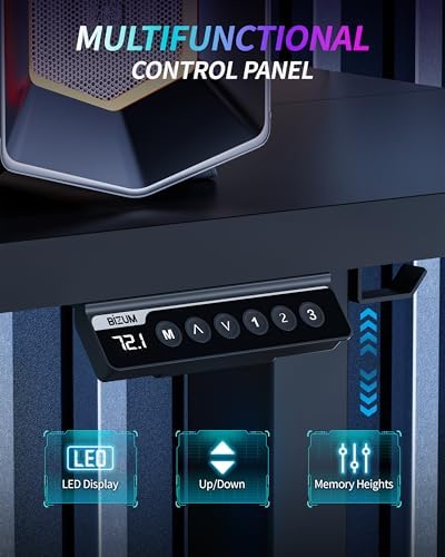 BIZUM Standing Desk Electric Adjustable Computer Desk-Stand up Desk Office Gaming Home Office Memory Desks 48x24 inches Black - Image 6