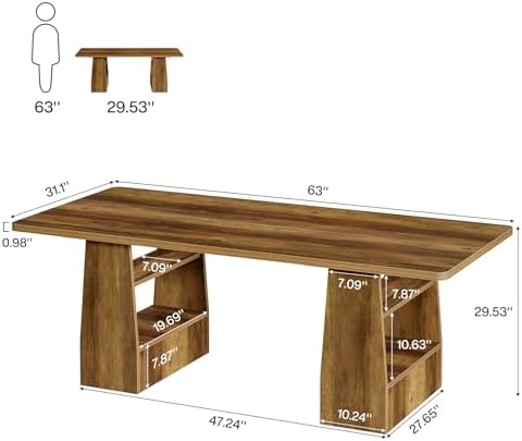 Tribesigns 63 Inch Executive Desk with 4 Storage Shelves - Image 2