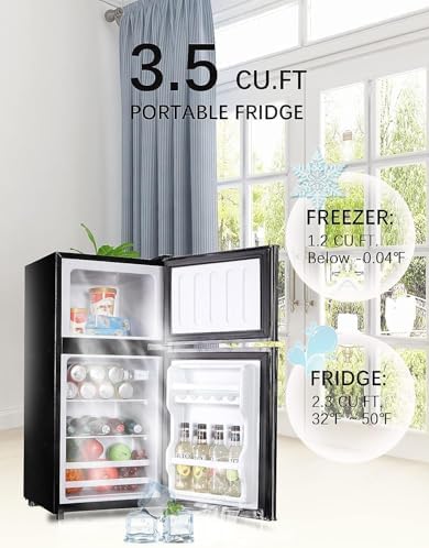 Refrigerator with Freezer 3.5 Cu.Ft Top-Freezer Compact Refrigerator Black - Image 6