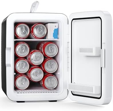 Antarctic Star Compact Mini Fridge, 10L Portable Small Refrigerator, 2.6 Gal Desktop Fridge with AC/DC Adapters, Small Cosmetics Cooler for Beverage, Food, Makeup, Bedroom, Office, Dorm, Black by AntarcticStar