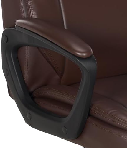 Amazon Basics Classic Puresoft PU Padded Mid-Back Office Chair with Armrest, Height Adjustable, Wheels, 25.75"D x 24.25"W x 42.25"H, Brown - Image 6