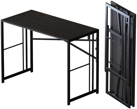 Lutown-Teen Folding Desk 40 inch No Assembly Required, Black by Lutown-TeenHome