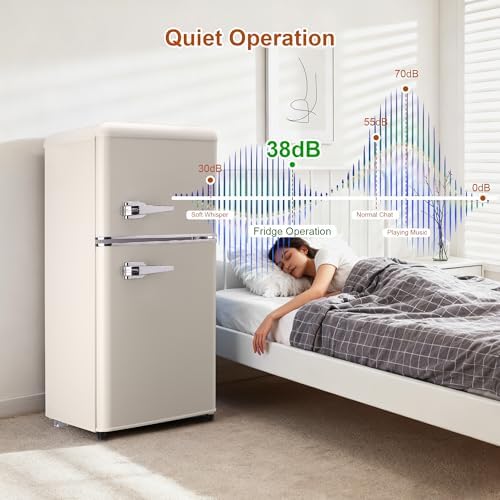 Retro Mini Fridge with Freezer 3.5 Cu. Ft, Small Refrigerator Dual Door - Image 6