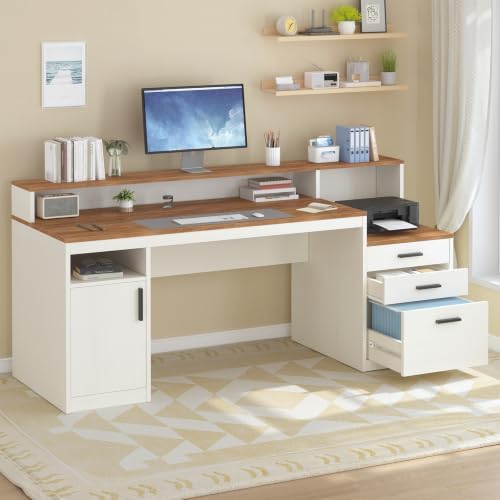 YOMILUVE 65" Computer Desk with 3 Drawers & Printer Shelf for Home Office - Image 3