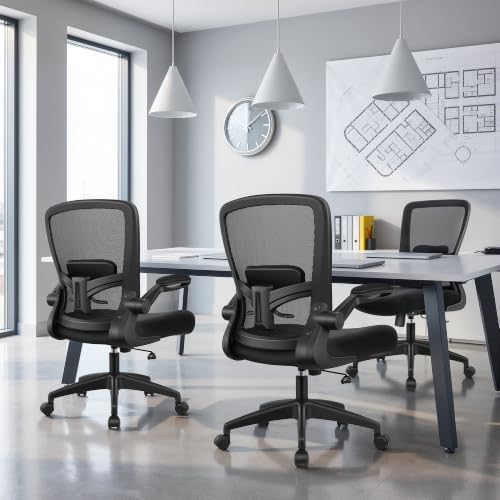 FelixKing Office Chair, Ergonomic Desk Chair Breathable Mesh Chairs Adjustable High Back Lumbar Support Flip-up Armrests, Executive Rolling Swivel Comfy Computer Chairs Home Office Black - Image 2