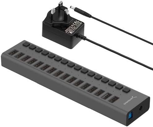 SABRENT 16-Port Powered USB 3.0 Type-A Data Hub & Charger, 90W (HB-PU16) by SABRENT