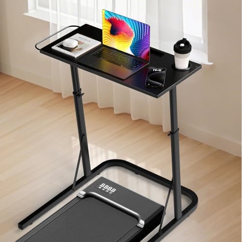 Adjustable Treadmill Walking Pad Desk, for Bike/Cycling Trainer, Workstation Standing Desk, Trainer Stand Table for Indoor, Treadmill Attachment-Exercise While Working or Watching TV, Black by THAILE