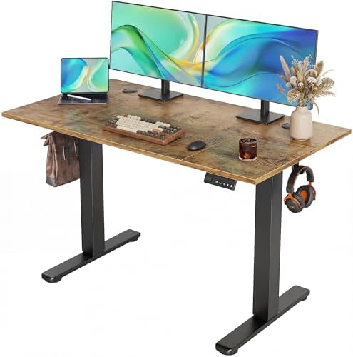 Claiks Electric Height Adjustable Standing Desk, 48x24 Inch, Vintage Brown by CLAIKS